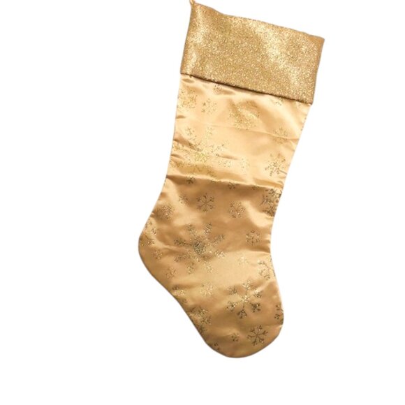 Gold Glitter Snowflake Christmas Stocking 18.9" - Picture 1 of 6